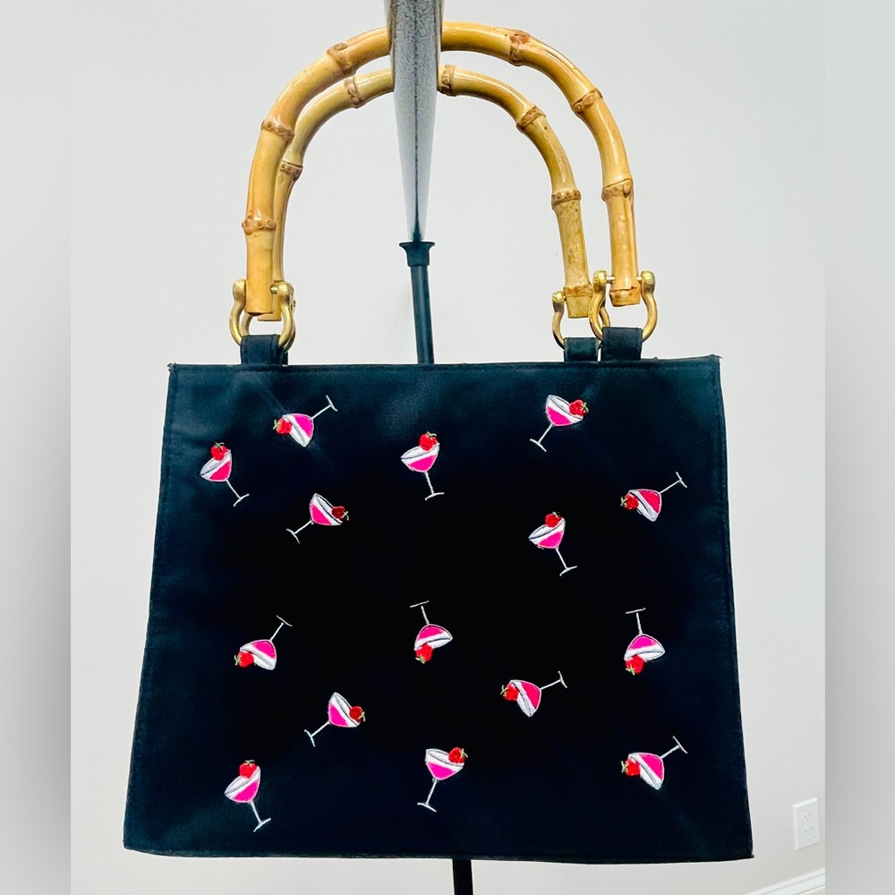 Like New! Black & Pink Cocktail Embroidered Handbag